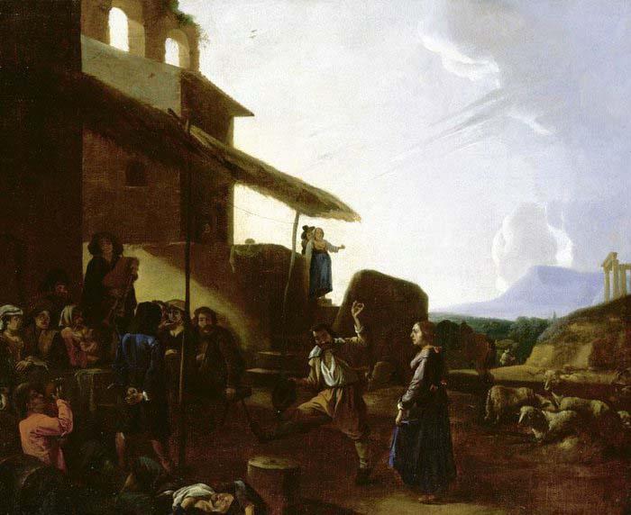 CERQUOZZI, Michelangelo Street Scene in Rome - Oil on canvas Sweden oil painting art